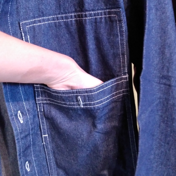 Men's Dark Wash Denim Fashion Work shirt Complete With XXL Double Pockets - Picture 4 of 5